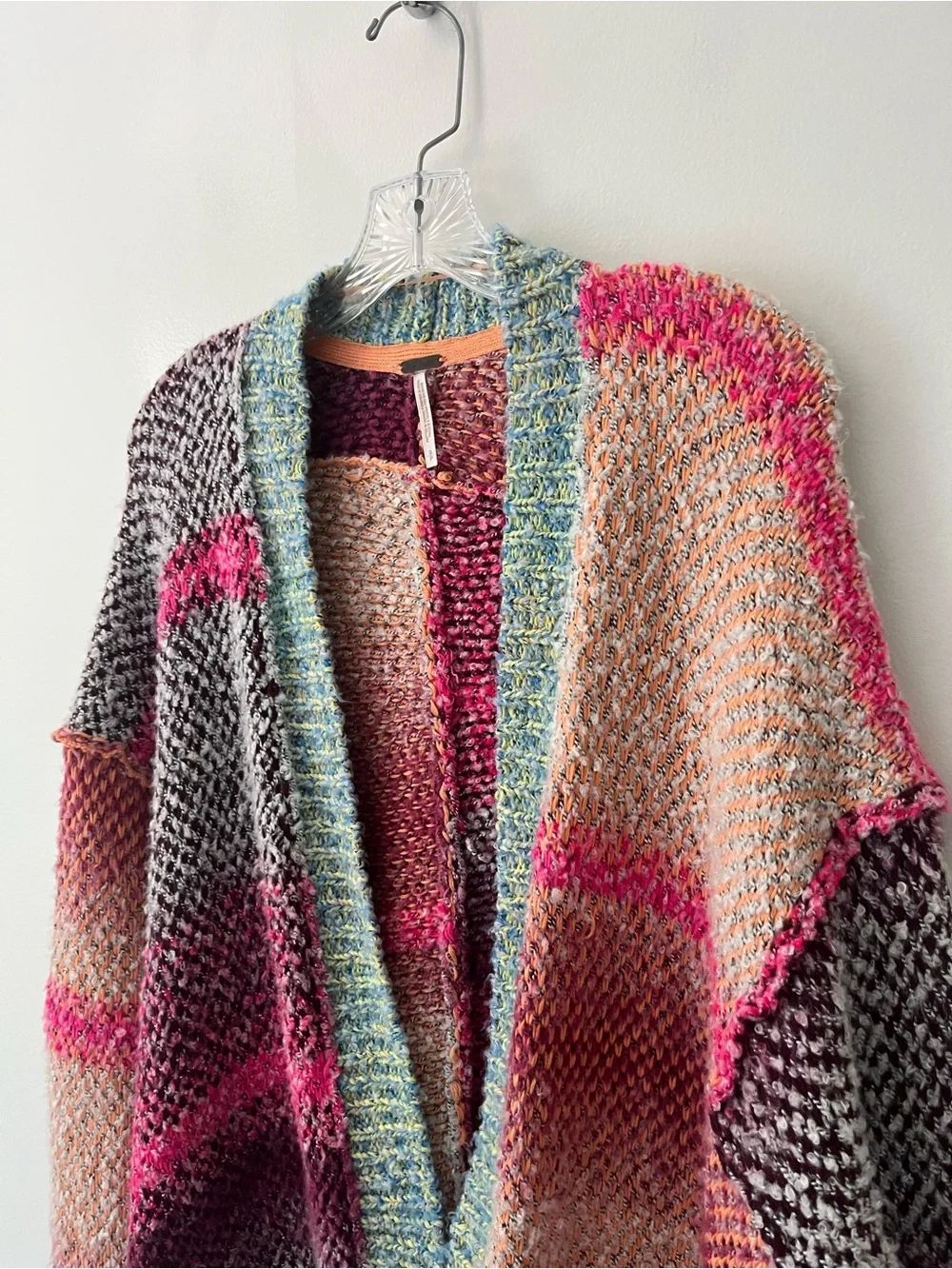Free People Daydreamer Cardigan Sweater Oversized Rainbow Knit Hippie Boho Small - Picture 3 of 14